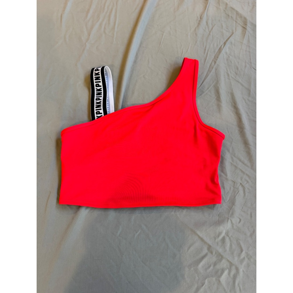 Victoria's Secret PINK Ultimate One Shoulder Sports Bra Neon Red Medium
